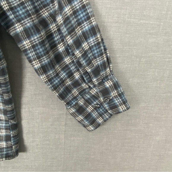 John Ashford Flannel Shirt Mens 4XLT Blue Black Plaid Cotton Button Down - Picture 4 of 9